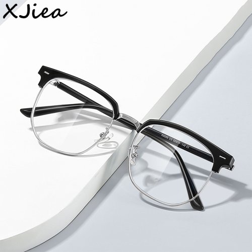 Bild von XJiea 2024 Photochrome Anti-blaues Licht Gläser Männer Mode Rechteck Halb Randlose Brillen Für Frauen Büro Computer Goggle