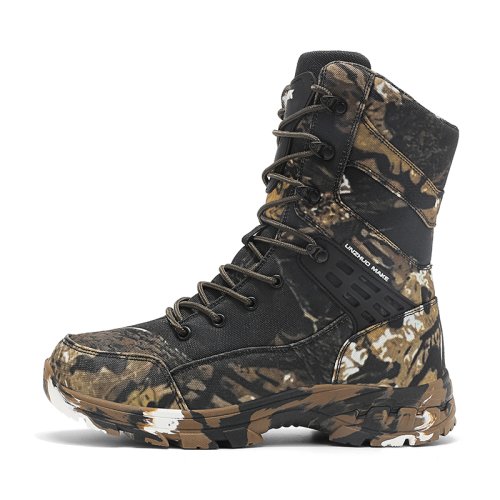 Image of Men's Durable Breathable Hiking Boots - Comfortable High-Top Outdoor Ankle Shoes for Casual Sports and Adventures
