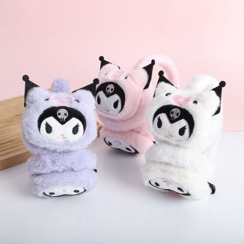 Image of Sanrio Kuromi Soft Plush Children's Earmuffs - Cute Cartoon Winter Ear Warmers for Kids with Cold Protection and Comfortable Fit