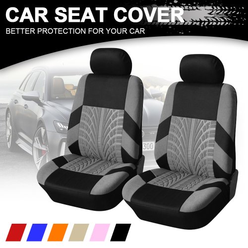 Immagine di Coprisedili Auto Anteriori in Tessuto Stile Sportivo con Design in Rilievo – Accessori per Interni Auto Universali, Morbidi e Duraturi per la maggior parte dei Veicoli