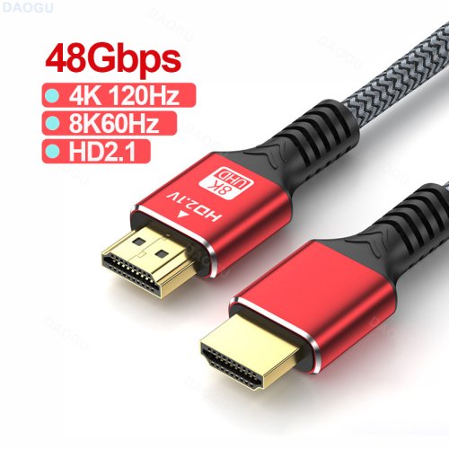 Image of 48Gbps HDMI 2.1 Compatible Cable for 8K 60Hz and 4K 120Hz, HDR, 3D Video Support – Available in 50cm, 1m, 2m, 3m, 5m Lengths – Premium High-Speed HDMI Cable for HDTV, PC, Gaming Consoles