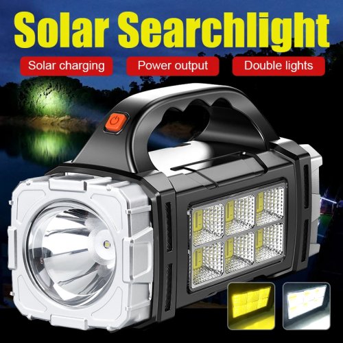 Zdjęcie 2024 potężna latarka LED USB + latarka słoneczna ładowalna COB zewnętrzna latarka kempingowa przenośny reflektor Power Bank Outdoor