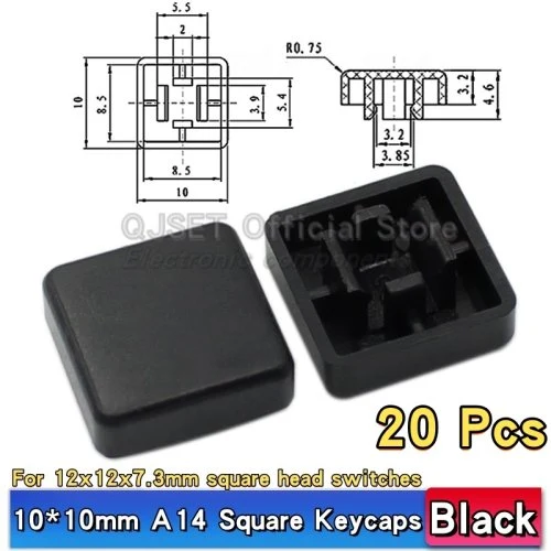 A14 10x10mm zwart