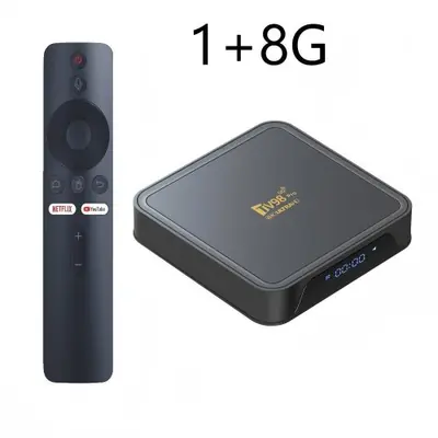 Image de TV Box Android 14 Ultra HD 8K avec Double WiFi et Télécommande Vocale