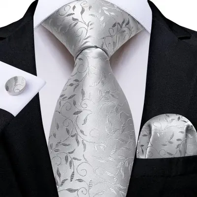 Image de Cravate Florale Homme - Ensemble Élégant Soie