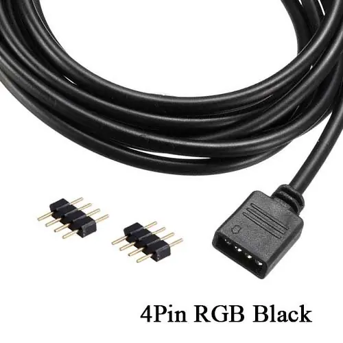 Image de Câble d'extension LED DC 12V - 4/5 broches - Blanc/Noir - 0.3m à 10m