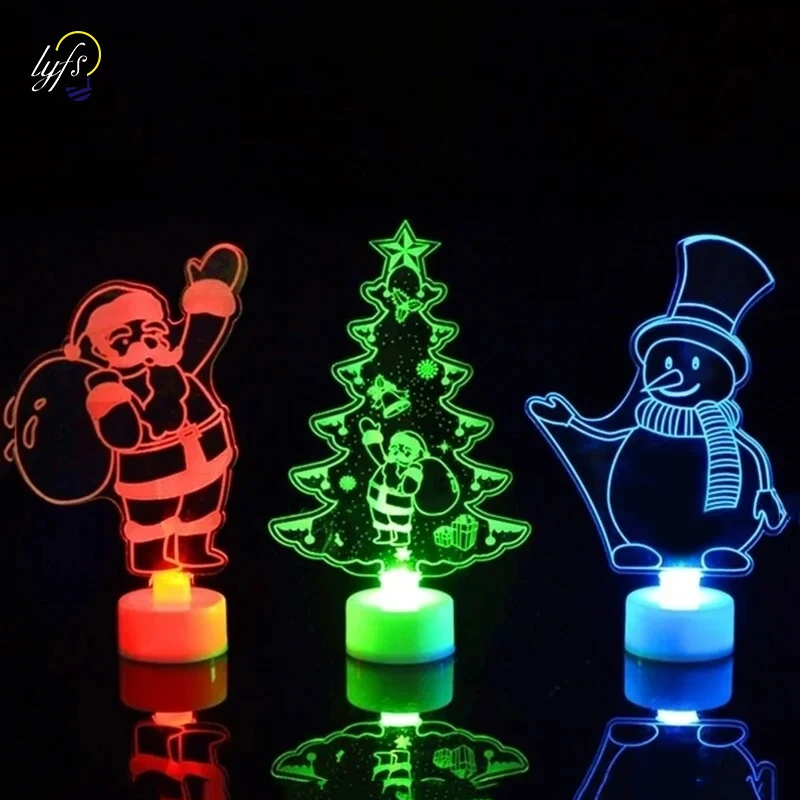 Image of LED Christmas Colorful Night Light Ornaments – Santa Claus, Snowman & Tree Decorations for Holiday, Wedding, New Year Parties and Gifts