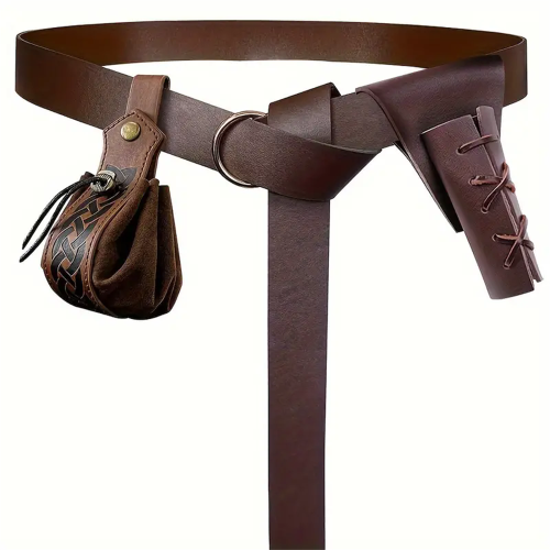 Afbeelding van UYEE Middeleeuwse riem Vegvisir ridder tailleband PU lederen riem Retro Renaissance ridderriem lederen tailleband voor heren