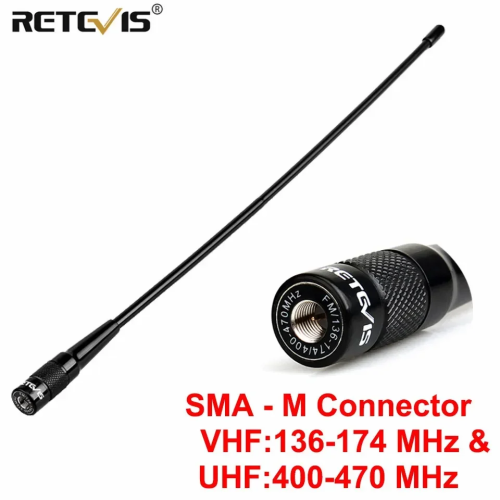 Afbeelding van Draadloze Antenne SMA F naar SMA M voor Retevis RHD-771, H777 en Baofeng RT5R – VHF/UHF Dubbelband Antenne HA02 met Hoogwaardige Signaalversterking