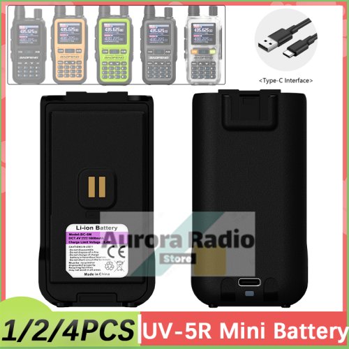 Image of Baofeng UV-5R Mini Walkie Talkie Battery Pack Replacement Rechargeable USB-C Charging High Capacity Original 5R Mini Accessories