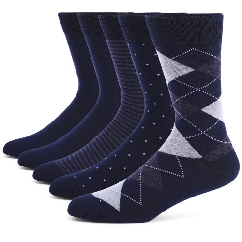 Image de Chaussettes Homme Argyle Noires - 5 Paires Grande Taille