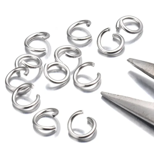 Imagen de Lote de 200 Unidades de Anillos de Salto Abiertos en Acero Inoxidable para Joyería DIY - Tamaños 3, 4, 5, 6, 7, 8 y 10 mm, Ideales para Crear Collares, Pulseras y Pendientes