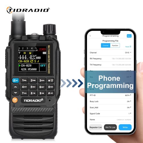 Zdjęcie TIDRADIO H3 Radios Walkie Talkie Long Range Phone APP Programowanie bezprzewodowe Air Band Radio holownicze USB Type-C Programowanie i ładowanie