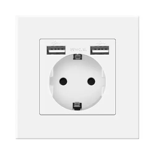 Image de Prise Murale USB Double + Prise Électrique 16A - Design Moderne