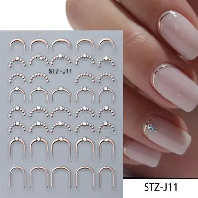 Image de Autocollants Ongles Rayures Argent & Or 3D