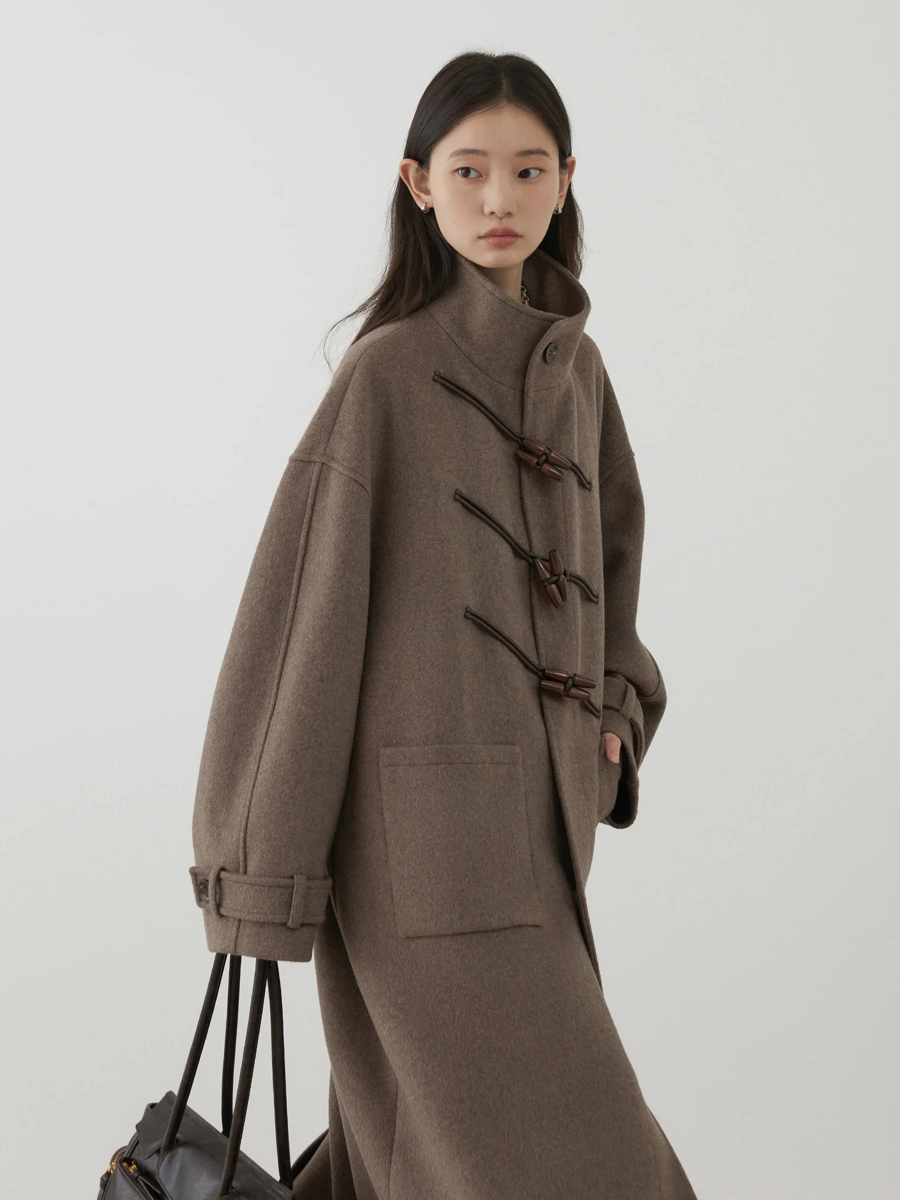 Immagine di CHIC VEN Cappotti lunghi di lana da donna monopetto colletto allentato alla coreana Cappotto da donn...