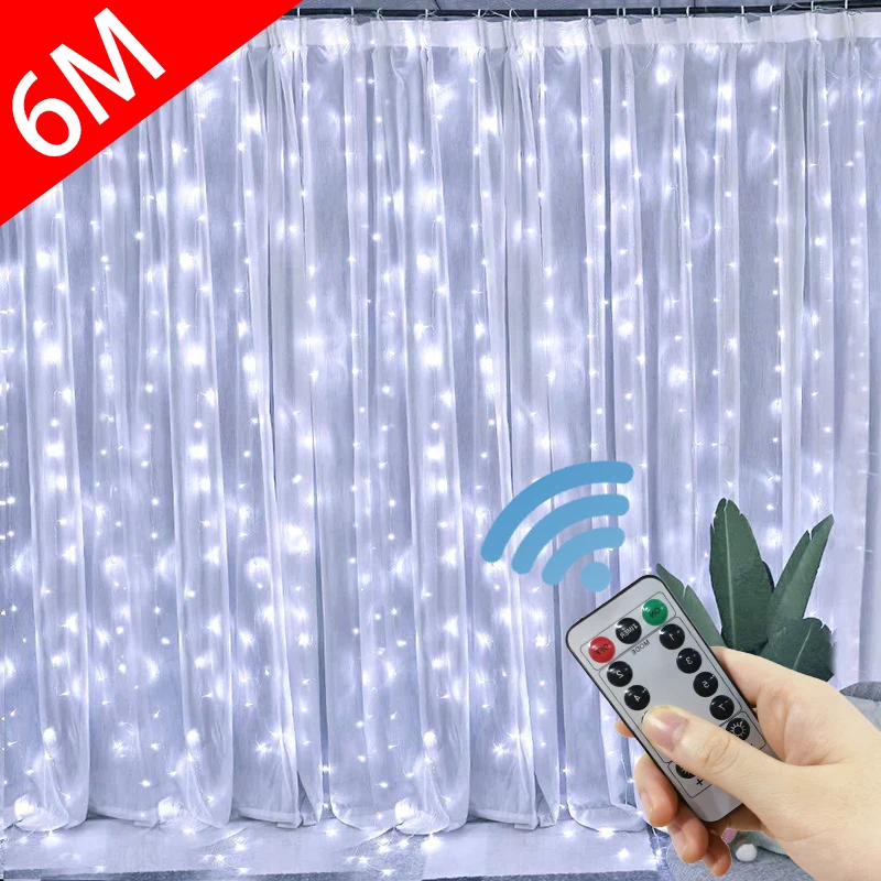 Zdjęcie 3M LED kurtyna girlanda na oknie girlanda żarówkowa USB wróżka girlanda pilot świąteczne dekoracje ślubne do pokoju domowego