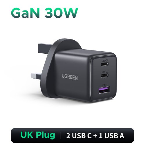 Afbeelding van UGREEN 30W USB-C Oplader met 3 Poorten – Snelle Oplading voor iPhone, Samsung & iPad