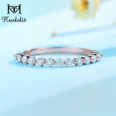 Image de Bague Moissanite Or Rose - Éternité Bulle pour Femme