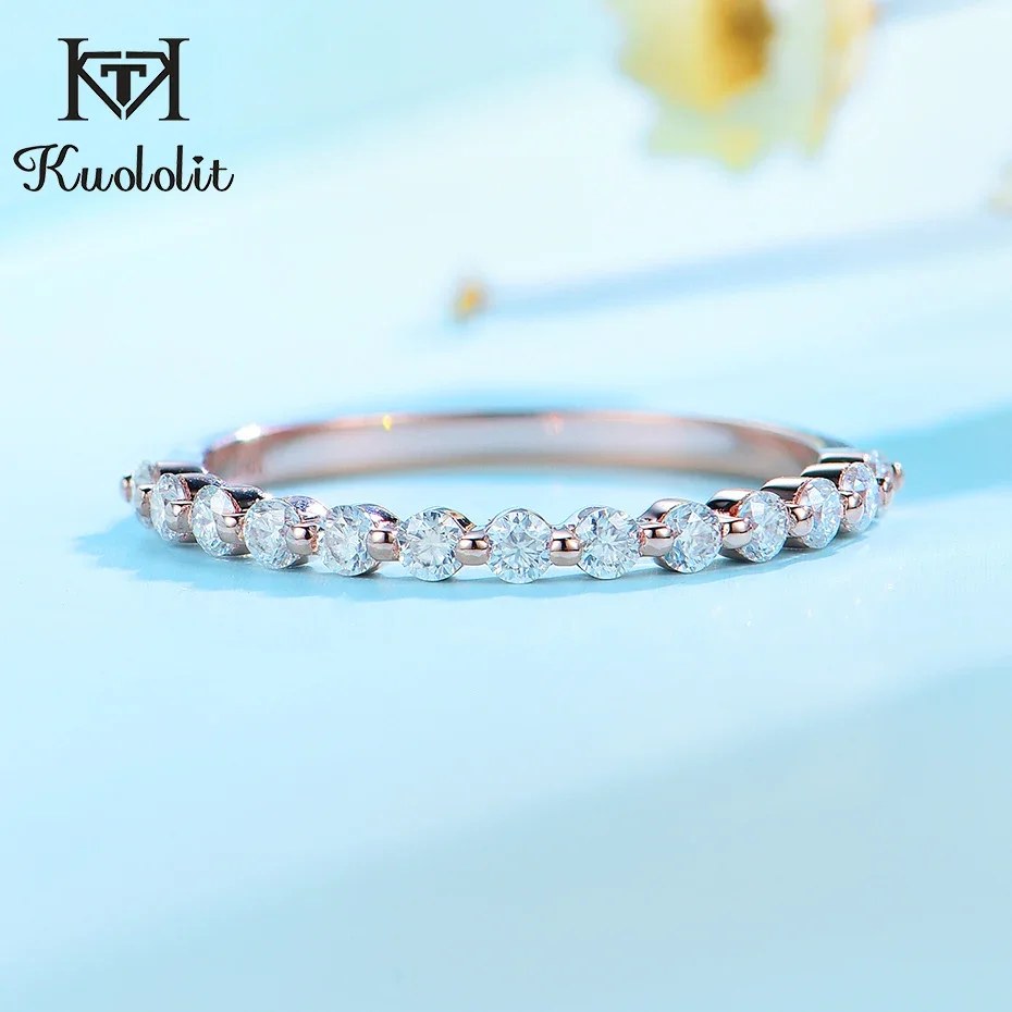 Image de Bague Moissanite Or Rose - Éternité Bulle pour Femme