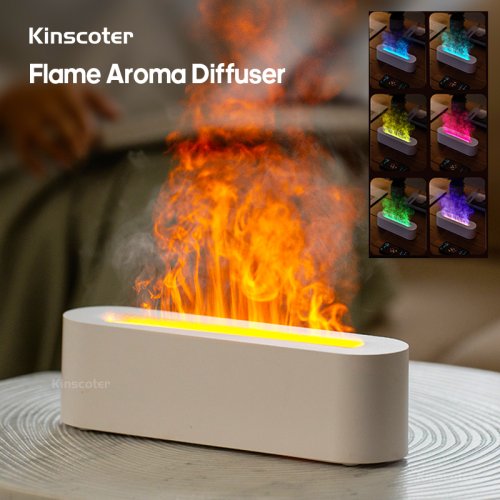 Imagen de Difusor de Aceites Esenciales con Humidificador Ultrasónico y Luz de Fuego Realista RGB para Ambientes Relajantes
