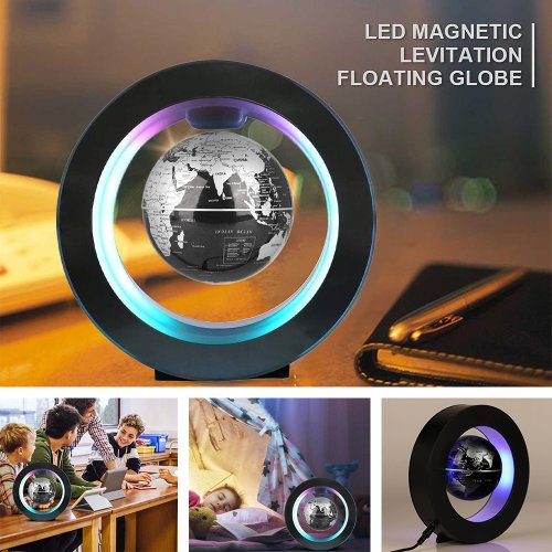 Immagine di Lampada Levitante a Globo con Tecnologia di Levitazione Magnetica LED, Luci Rotanti per Comodino, Design Moderno e Innovativo per la Casa, Regalo Perfetto per Capodanno