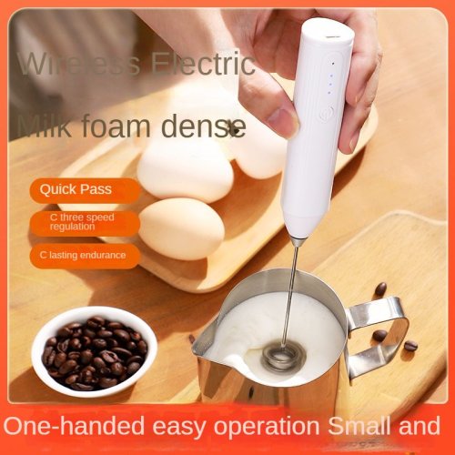 Imagen de Batidor de Mano Mini Licuadora Portátil Automática de Acero Inoxidable con Carga USB, 3 Velocidades Ajustables y Espumador de Leche Ideal para Café, Batidos y Cocina Diaria