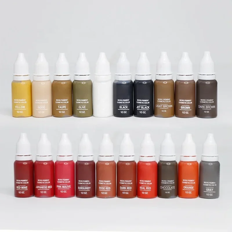 Zdjęcie Pigment do tatuażu 24 kolory trwałe atramenty do tatuażu 15 ml/butelka profesjonalne materiały do ​​tatuażu do makijażu 3D uroda skóra tatuaże do ciała