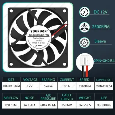 Image de Ventilateur 80mm USB 5V - Refroidissement PC Silencieux