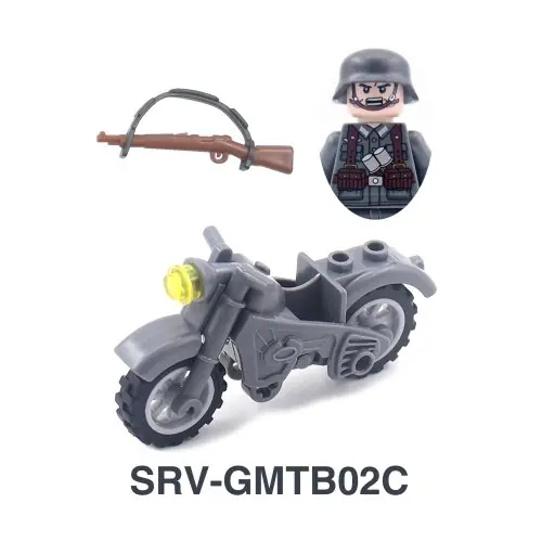 Image de Briques de construction soldats WW2 US et URSS avec moto et armes