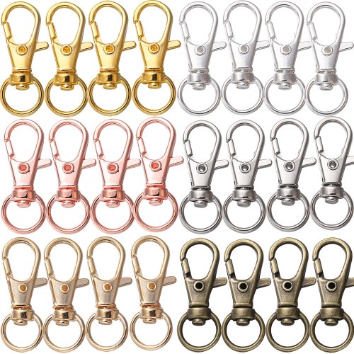 Image of 10-Pack Swivel Lobster Clasp Hooks with Split Key Ring Connectors – Durable Metal Jewelry Findings for DIY Keychains, Bags, Belts & Pet Accessories