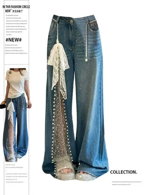 Image de Pantalon Denim Patchwork Y2K Baggy - Style Harajuku Grunge