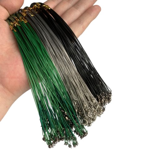 Imagen de Línea de Pesca de Acero Antimordida con Líder de Alambre de Acero y Accesorio Giratorio, Correa de Núcleo de Plomo, Disponible en 15cm, 20cm, 25cm y 30cm