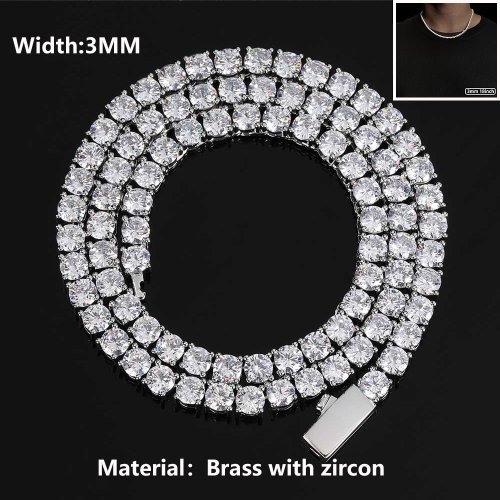 Immagine di Gioielli Hip Hop Cubic Zirconia ghiacciata Catena da tennis ghiacciata Collana bling placcata oro 18...