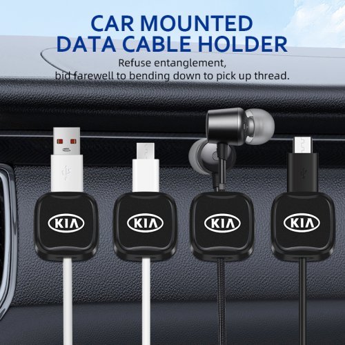 Image of Magnetic Car Interior Cable Organizer Clip for Kia Soul, Sorento, K2, K5, Picanto, Optima, Sportage – Neat Data Charging Cord Storage Solution