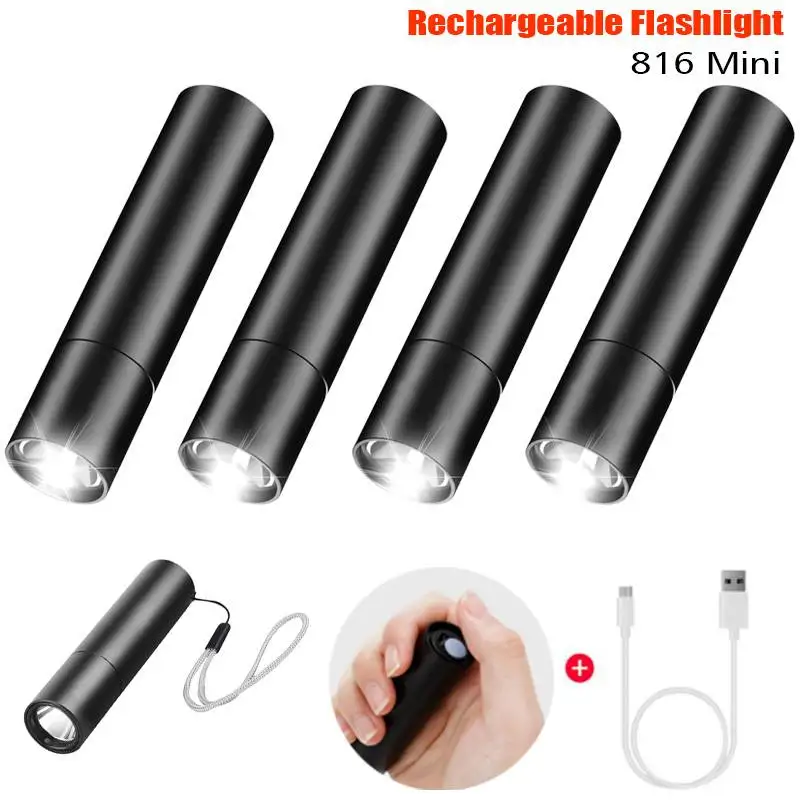 Afbeelding van Compacte Waterdichte Zaklamp met USB Opladen - Mini Sleutelhanger Zaklamp met 3 Lichtmodi voor Buitenshuis, Camping en Avontuur