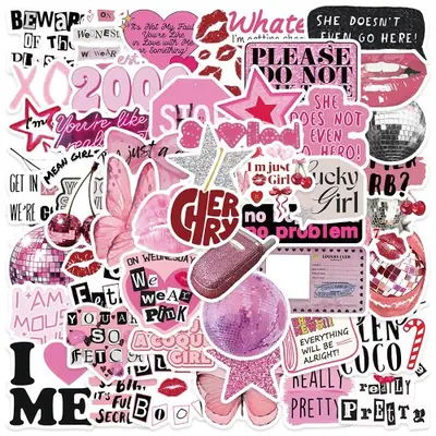 Image de Stickers Vinyle Rétro Y2K Rose pour Filles