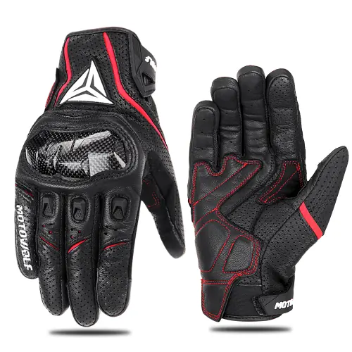 Image de Gants Moto Cuir & Carbone - Tactile, Imperméables, Ventilés