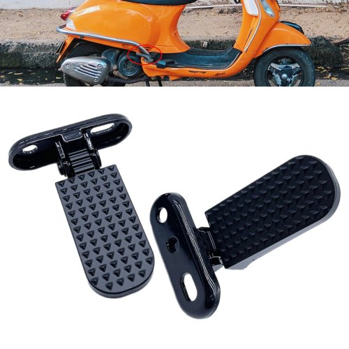 Imagen de Pedales Traseros Plegables de Metal para Bicicletas Eléctricas y Motocicletas - Reposapiés Antideslizantes con Clavijas de Pie