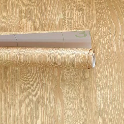 Afbeelding van Verwijderbaar Zelfklevend Houtnerf Contactpapier in Grijs-Gele Tinten – Decoratief Vinyl Behang voor Aanrecht en Muur