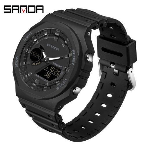 Afbeelding van SANDA Top Luxe heren Quartz Horloges Waterdicht Heren Militair Sporthorloge Relogio Masculino Dual Display LED Digitaal Polshorloge