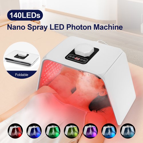 Máquina LED de Fototerapia con 7 Colores y Nano Spray para Cuidado Facial y Corporal - Tratamiento PDT Hidratante para Piel en Casa y Spa