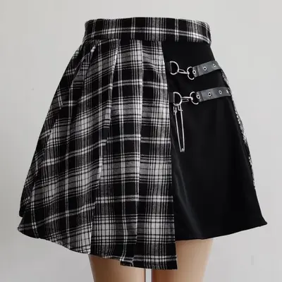 Image de Jupe Plissée Mini à Carreaux - Style Kawaii Chic