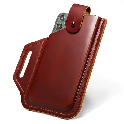 Image de Étui Ceinture Cuir Véritable - Portefeuille Antivol pour Téléphone