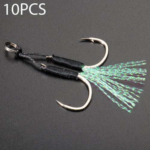 Immagine di Amo da Pesca Jig Assist in Acciaio al Carbonio - 10 Paia per Jigging Lento