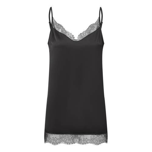 Immagine di Canotta da donna in raso di pizzo Top sexy senza maniche con scollo a V e cinturino per spaghetti in...
