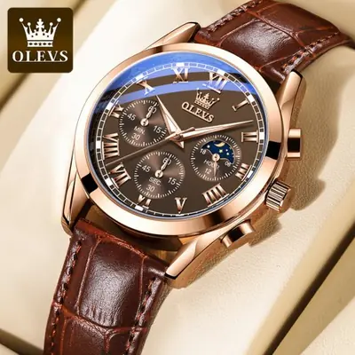 Image de Montre Homme Quartz Chronographe Étanche avec Phase de Lune