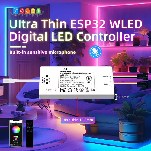 Image de Contrôleur LED RGB Ultra Mince ESP32 - WLED & Musique