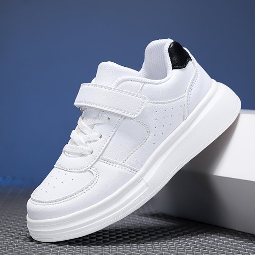 Immagine di Scarpe da Ginnastica Traspiranti per Bambini, Ragazzi e Ragazze – Sneakers Sportive Bianche con Suola Morbida Antiscivolo in Pelle per Corsa e Attività All'Aperto