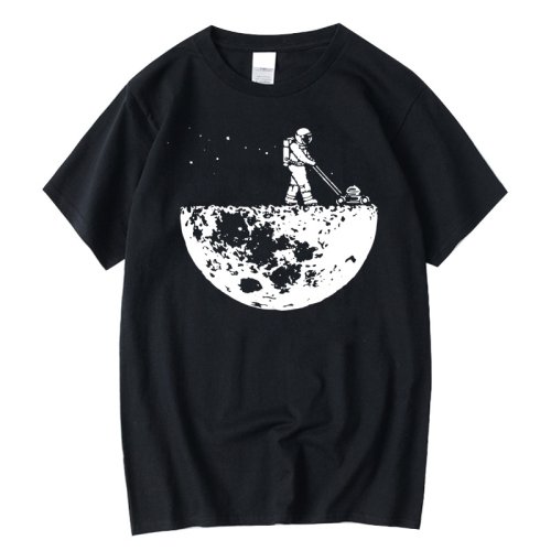 T-shirt da uomo estiva di alta qualità 100% cotone divertente pulitore lunare stampa casual fresco allentato O-collo maschio morbido maglietta Hip Hop Tees